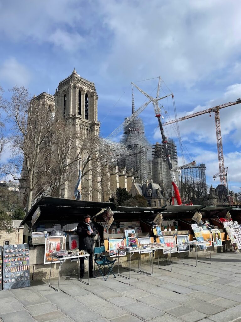 Notre-Dame et les bouquinistes, on a sunny winter day